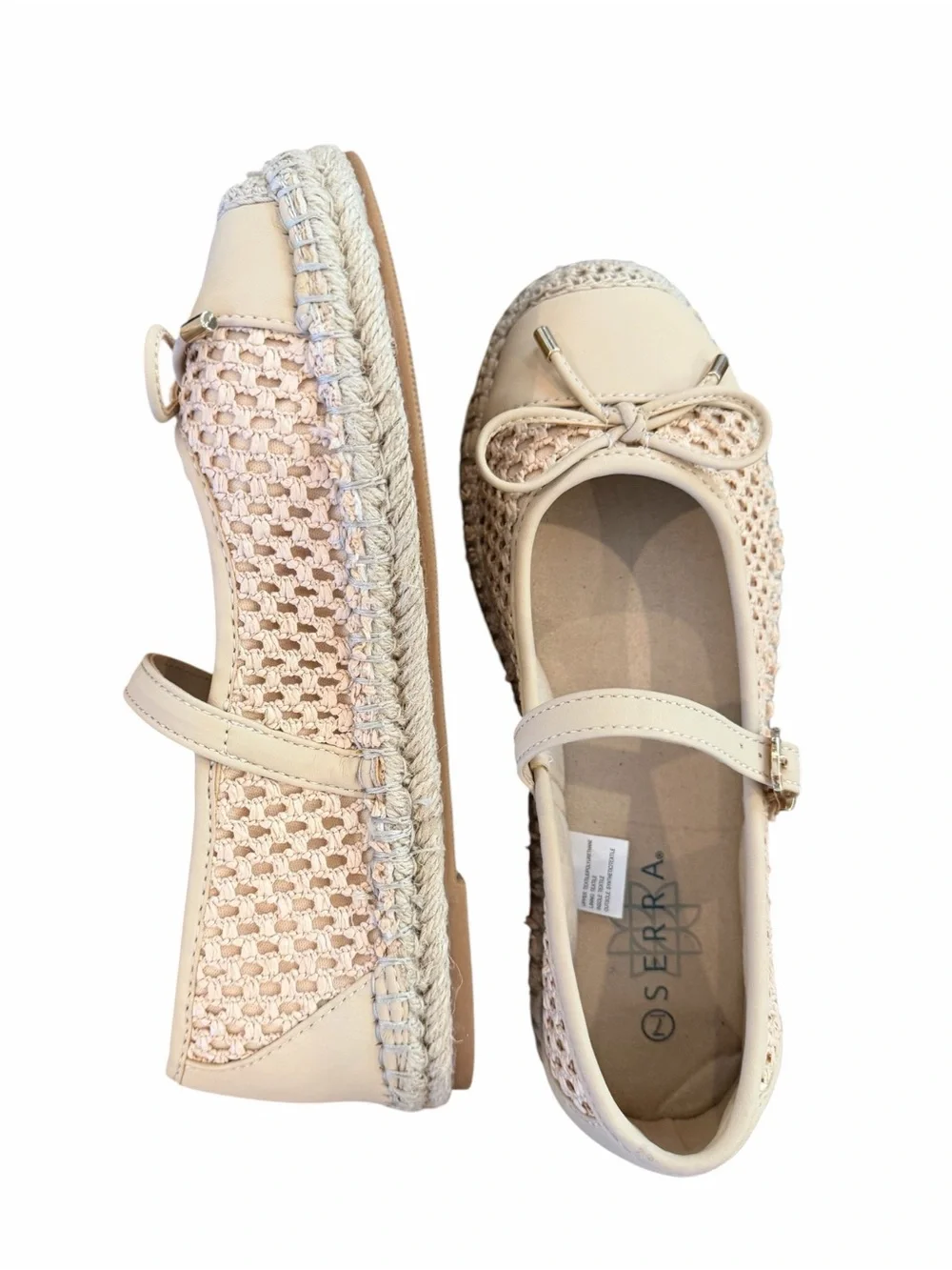 Serra Woven Mary Jane Espadrille Flats with Bow Accent NWT